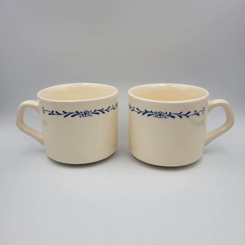 Oxford Brazil Blue Floral Flat Mugs - set of 2